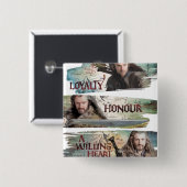 Badge Carré 5 Cm Loyauté, Honneur, Un Coeur Volant (Devant & derrière)