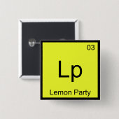 Badge Carré 5 Cm Lp - Lemon Party Chimie Élément Symbole Mème Tee (Devant & derrière)