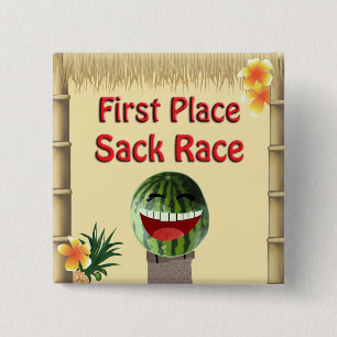 Badge Carré 5 Cm Luau Party Tiki Hut 1 Place Watermelon Sack Race 1