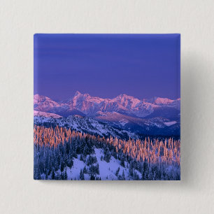 Badge Carré 5 Cm Lueur alpin frappe les sommets du Glacier