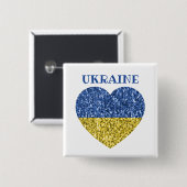 Badge Carré 5 Cm L'Ukraine drapeau parties scintillant faux pétille (Devant & derrière)