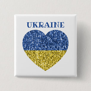 Badge Carré 5 Cm L'Ukraine drapeau parties scintillant faux pétille
