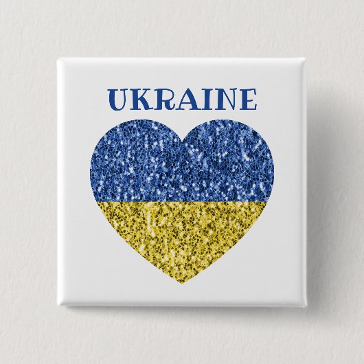 Badge Carré 5 Cm L'Ukraine drapeau parties scintillant faux pétille (Devant)