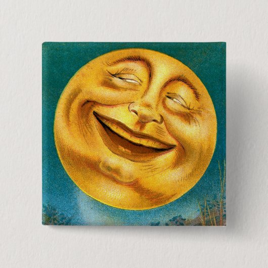 Badge Carré 5 Cm Lune de Halloween (Devant)