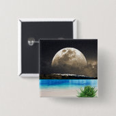 Badge Carré 5 Cm Lune Et Plage (Devant & derrière)