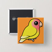 Badge Carré 5 Cm Lutino Pêche-a fait face à la perruche (Devant & derrière)