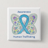 Badge Carré 5 Cm Lutte contre la traite des êtres humains Papillon (Devant)