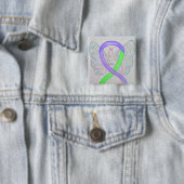 Badge Carré 5 Cm Lyme et Lupus Sensibilisation Angle Ruban Épingles (En situation)
