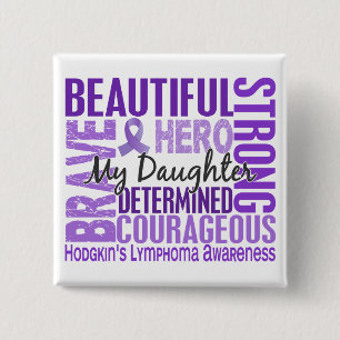 Badge Carré 5 Cm Lymphome carré de Hodgkins de fille d'hommage