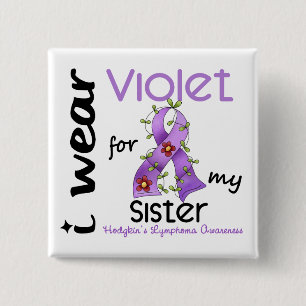 Badge Carré 5 Cm Lymphome de Hodgkins je porte la violette pour ma
