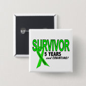 Badge Carré 5 Cm Lymphome de Non-Hodgkins survivant de 5 ans (Devant & derrière)