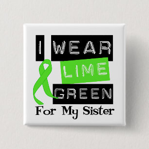 Badge Carré 5 Cm Lymphome Lime Green Ribbon Soeur