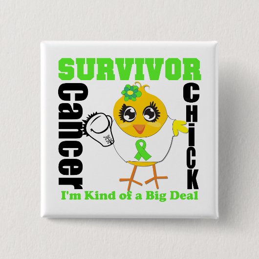 Badge Carré 5 Cm Lymphome non hodgkinien survivor chick ribbon (Devant)