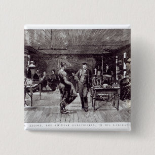 Badge Carré 5 Cm M. Edison, l'électricien éminent