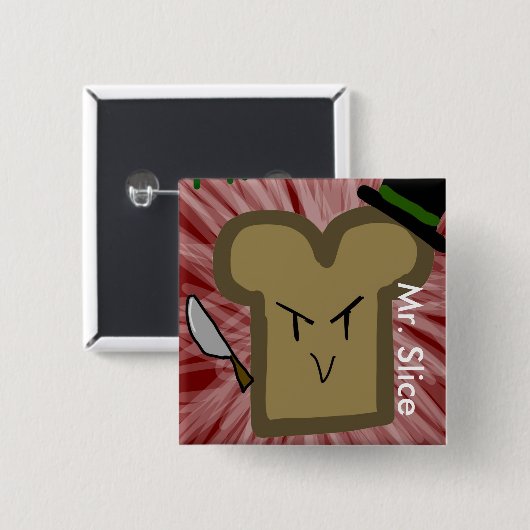 Badge Carré 5 Cm M. Slice Button (Devant & derrière)