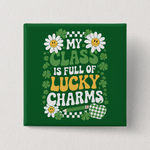 Badge Carré 5 Cm Ma classe est pleine de charmes chanceux St Patric