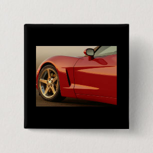 Badge Carré 5 Cm Ma Corvette rouge
