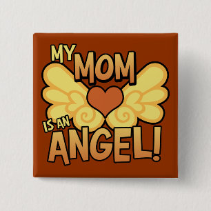 Badge Carré 5 Cm Ma mère est un bouton Carré d'ange