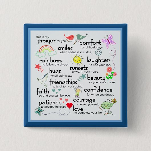 Badge Carré 5 Cm Ma Prière Pour Vous Bénédictions (Devant)