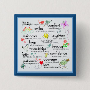 Badge Carré 5 Cm Ma Prière Pour Vous Bénédictions