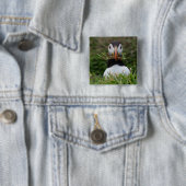 Badge Carré 5 Cm Macareux de constructeur de nid (En situation)