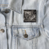 Badge Carré 5 Cm Macbeth, les trois sorcières et Hecate dans l'acte (En situation)