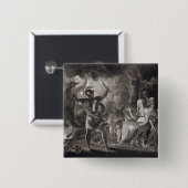 Badge Carré 5 Cm Macbeth, les trois sorcières et Hecate dans l'acte (Devant & derrière)
