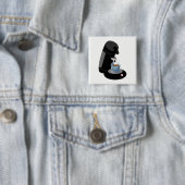 Badge Carré 5 Cm Machine à café (En situation)