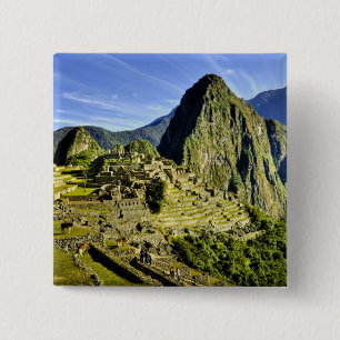 Badge Carré 5 Cm Machu Picchu antique, dernier refuge des