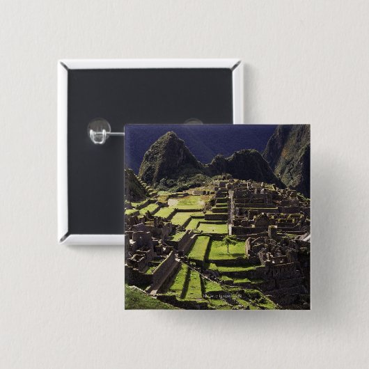 Badge Carré 5 Cm Machu Picchu, Pérou (Devant & derrière)