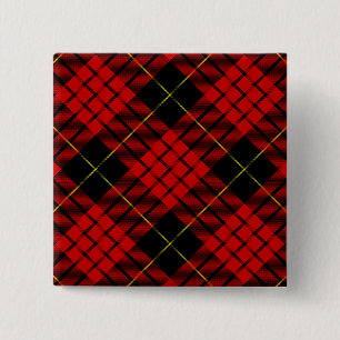 Badge Carré 5 Cm MacQueen Tartan rouge et noir plaid