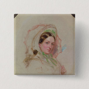 Badge Carré 5 Cm Madame avec un parasol