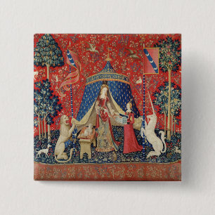 Badge Carré 5 Cm Madame et la licorne : 'À mon seulement desire
