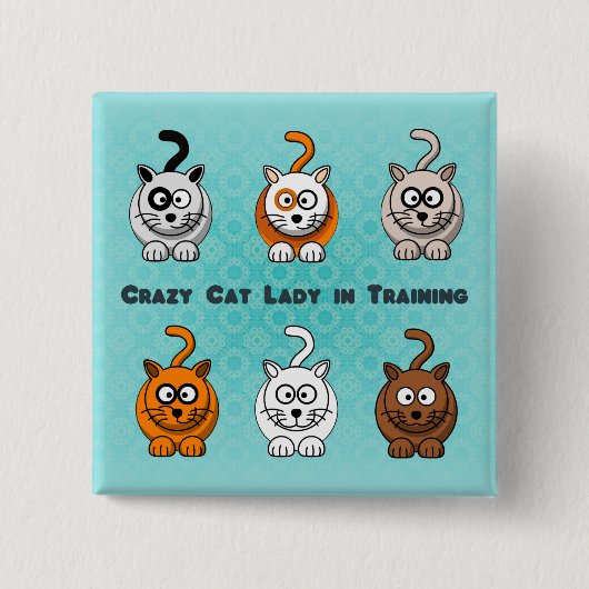 Badge Carré 5 Cm Madame folle In Training Button de chat (Devant)
