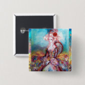 Badge Carré 5 Cm MADAME POMPADOUR Élégante mode beauté (Devant & derrière)