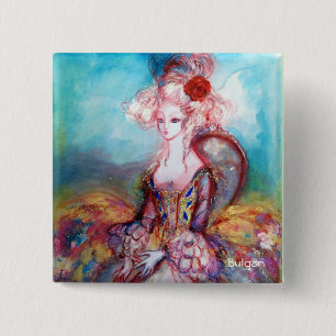 Badge Carré 5 Cm MADAME POMPADOUR Élégante mode beauté