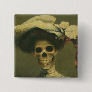 Badge Carré 5 Cm Madame squelettique gothique Button