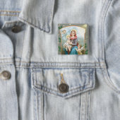 Badge Carré 5 Cm Madonna avec Christ Child (En situation)