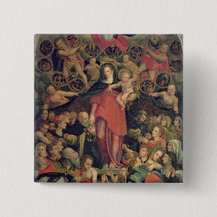 Badge Carré 5 Cm Madonna du chapelet, c.1569 (huile sur la toile)