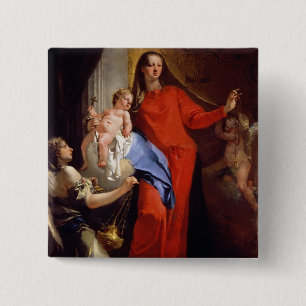 Badge Carré 5 Cm Madonna du chapelet (huile sur la toile)