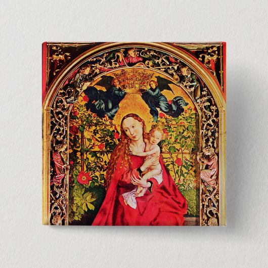 BADGE CARRÉ 5 CM MADONNA DU ROSE BOWER (Devant)