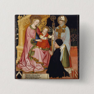 Badge Carré 5 Cm Madonna et enfant avec le donateur
