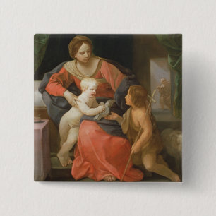 Badge Carré 5 Cm Madonna et enfant avec St John le baptiste