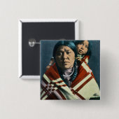 Badge Carré 5 Cm Madonna et l'enfant indien de Corbeau (Devant & derrière)