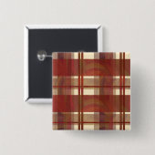 Badge Carré 5 Cm Madras à carreaux rouge automne (Devant & derrière)