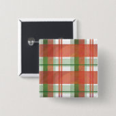 Badge Carré 5 Cm Madras Plaid Noël (Devant & derrière)