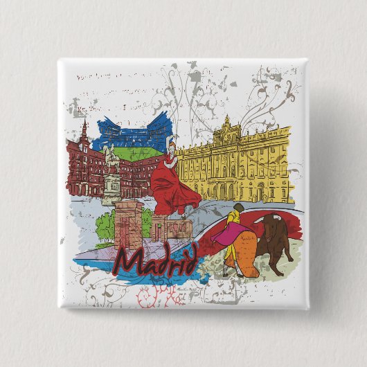 Badge Carré 5 Cm Madrid (Devant)