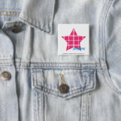 Badge Carré 5 Cm Magenta 3 de plaid (En situation)