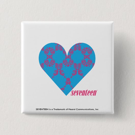 Badge Carré 5 Cm Magenta-Aqua 3 de damassé (Devant)