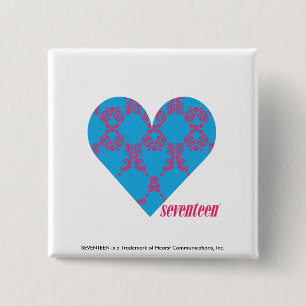 Badge Carré 5 Cm Magenta-Aqua 3 de damassé